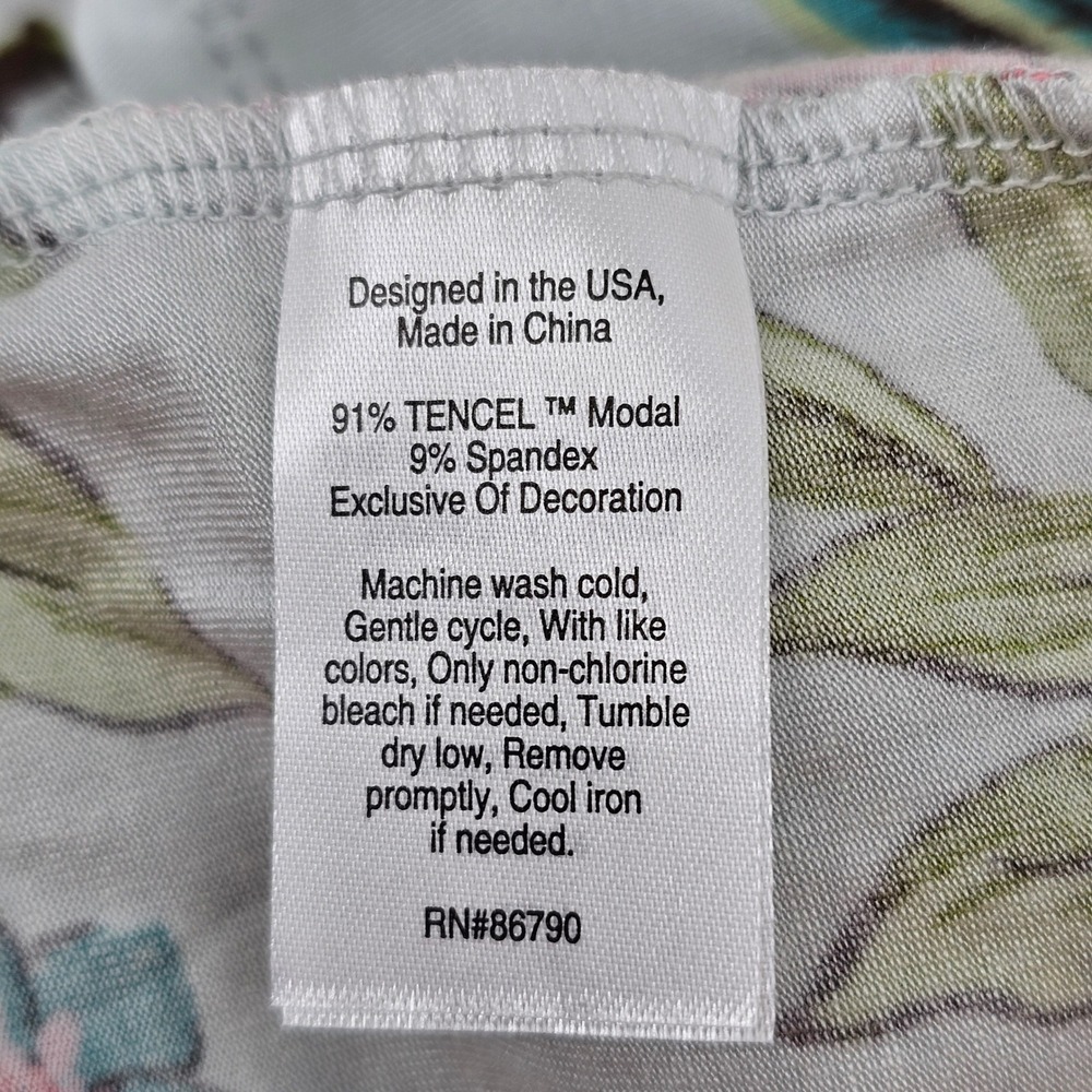 The Company Store Nightshirt Women XL Blue Floral Bird Tencel Modal Button Down - Picture 5 of 5